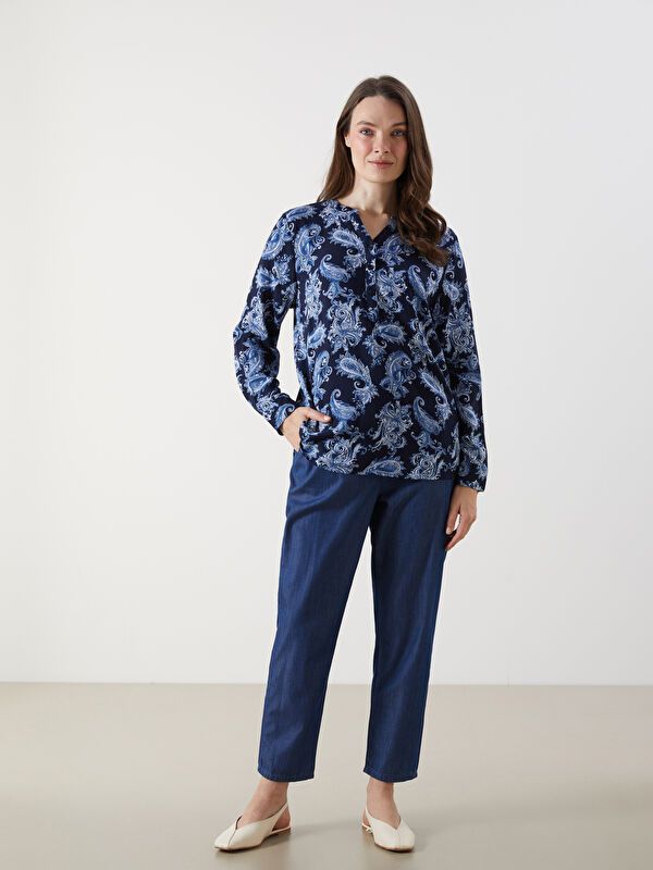 Moudda LC Waikiki - Blouse tissée imprimée manches longues Femme Imprimé marine - Tunisie 2