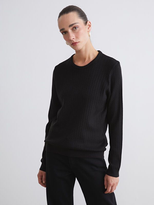 Moudda LC Waikiki - Pull mi-saison en tricot couleur Noir pour femmes - Tunisie 1