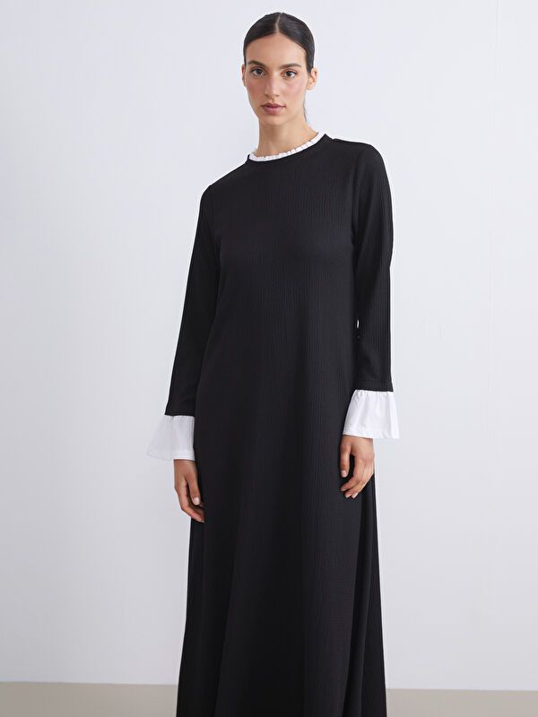 Moudda LC Waikiki - Robe en jersey manches longues Femme Noir - Tunisie 1