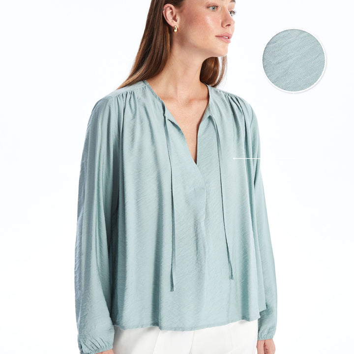Moudda LC Waikiki - Blouse tissée manches longues Femme Vert terne - Tunisie 1