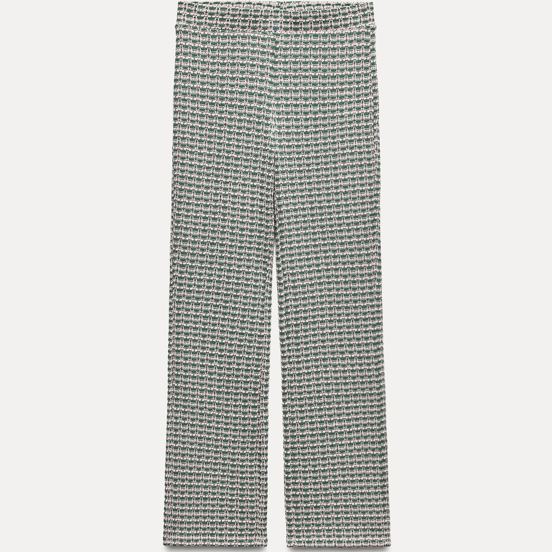 Moudda ZARA - Vert – pantalon 7/8 jacquard structuré - Tunisie 1