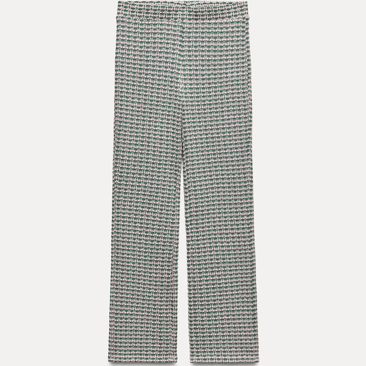 Moudda ZARA - Vert – pantalon 7/8 jacquard structuré - Tunisie 1
