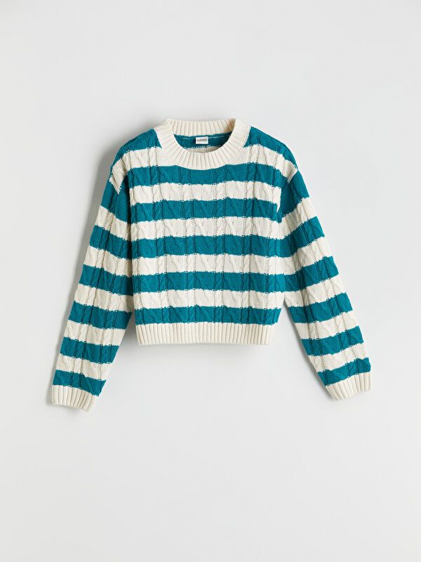 Moudda LC Waikiki - Pull en tricot Fille Rayures vertes - Tunisie 1