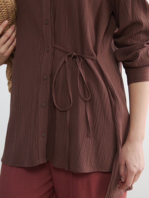 Moudda LC Waikiki - Tunique manches longues en tissu pour Femme couleur Marron - Tunisie 3