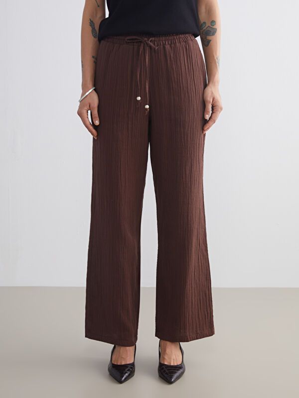 Moudda LC Waikiki - Pantalon tissé fin Femme Brun chocolat - Tunisie 2