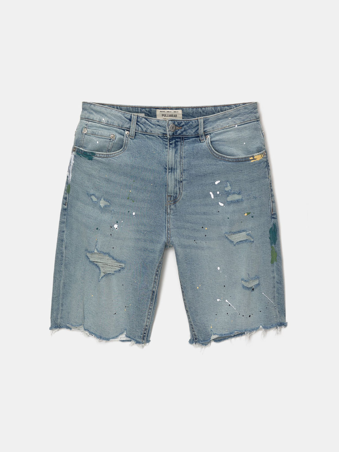 Moudda PULL & BEAR - Bermuda Denim Slim Déchiré Peinture - Tunisie 3