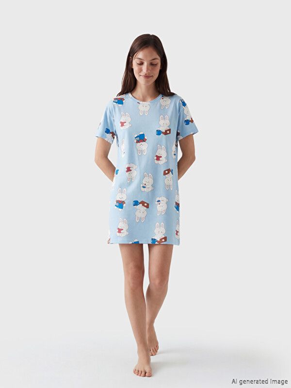Moudda LC Waikiki - Chemise de nuit pour Femme couleur Bleu imprimé - Tunisie 1
