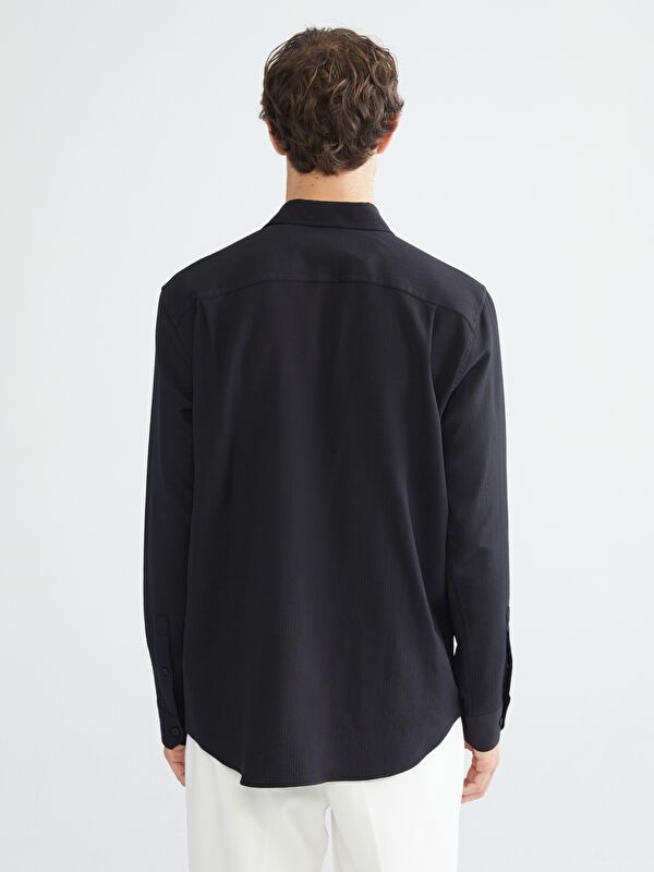 Moudda LC Waikiki - Chemise tissée manches longues Homme Noir - Tunisie 4