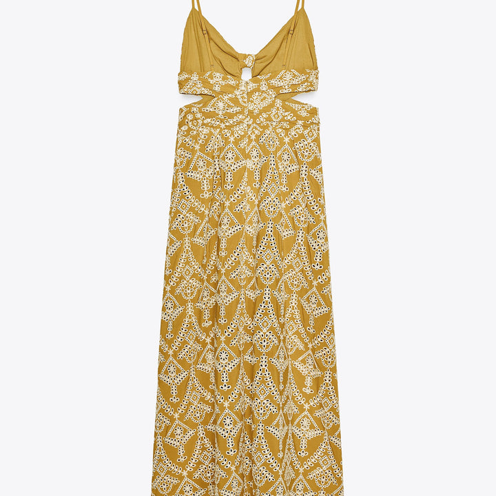 Moudda ZARA - Robe Midi Bretelles - Nœud Poitrine & Broderie Bicolore - Tunisie 2