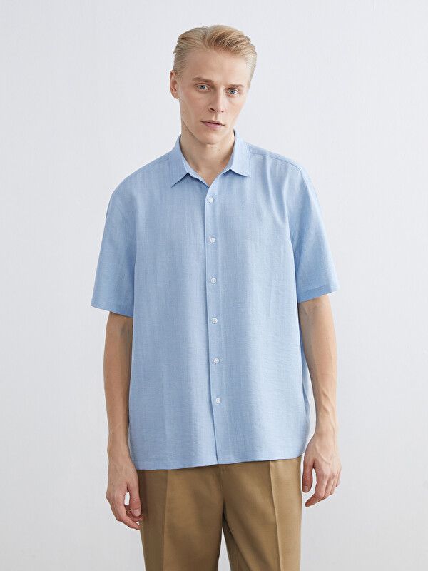 Moudda LC Waikiki - Chemise manches courtes en tissu pour Homme couleur Bleu - Tunisie 1