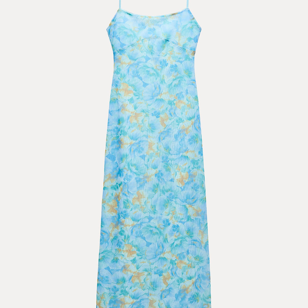 Moudda ZARA - Robe Longue à Bretelles Tulle Imprimé - Tunisie 1