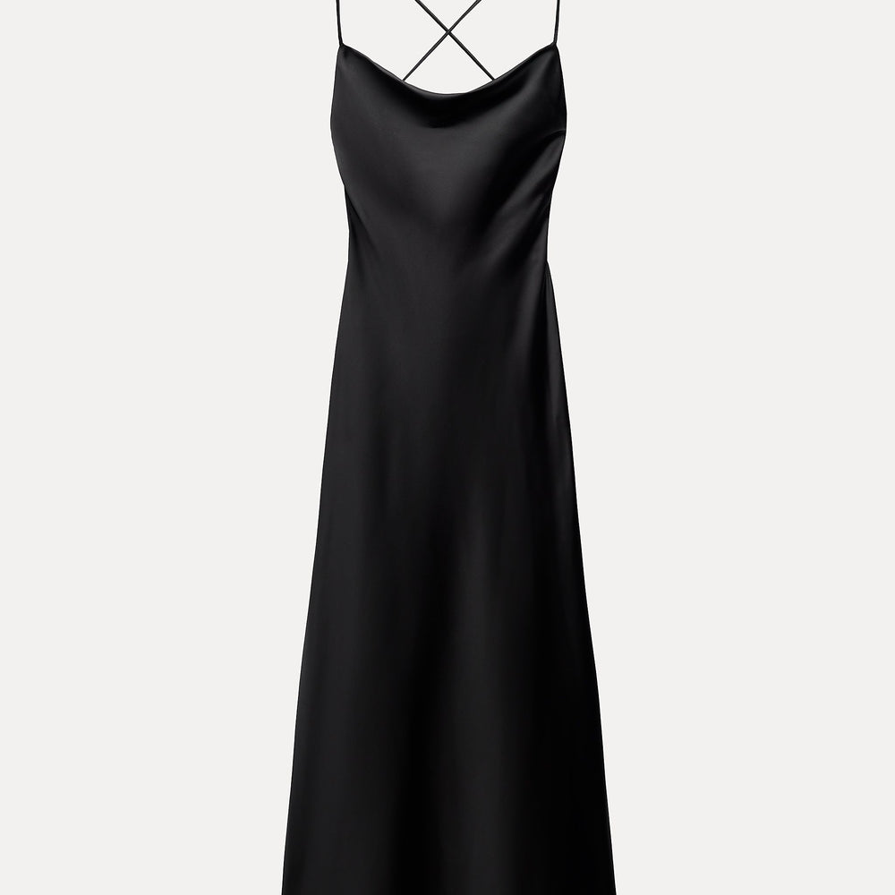 Moudda ZARA - Robe mi-longue satinée bustier, drapée, liens - Tunisie 2