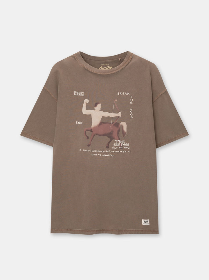 Moudda PULL & BEAR - T-Shirt Demi-Manches Burnt Toast Centaure - Tunisie 1