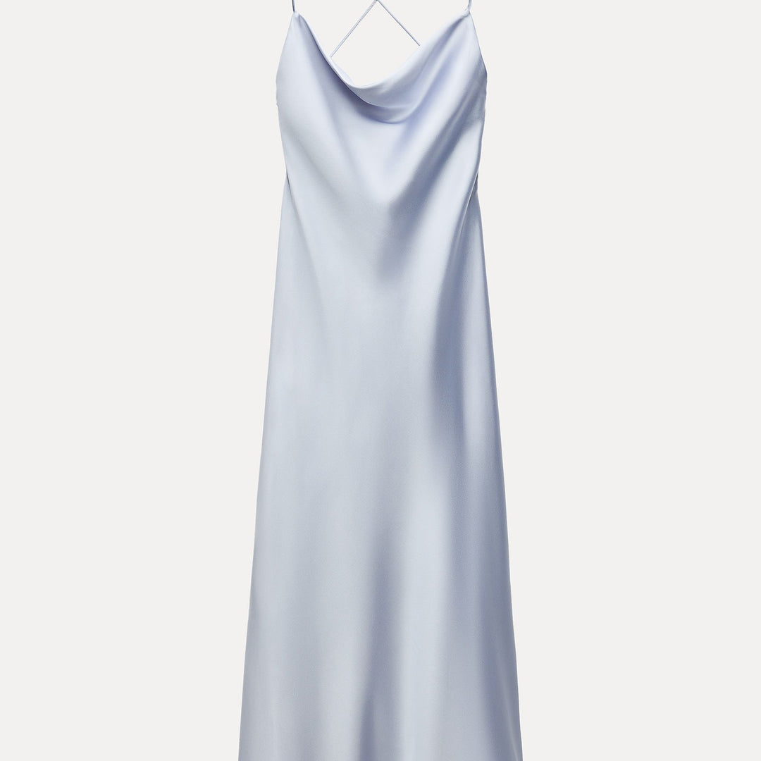 Moudda ZARA - Robe mi-longue satinée bustier, drapée, liens - Tunisie 2