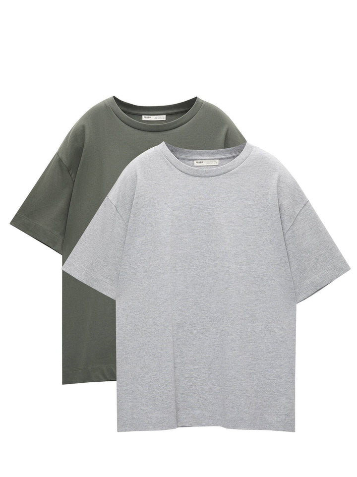 Moudda PULL & BEAR - T-Shirt Basique Oversize - Gris - Tunisie 1