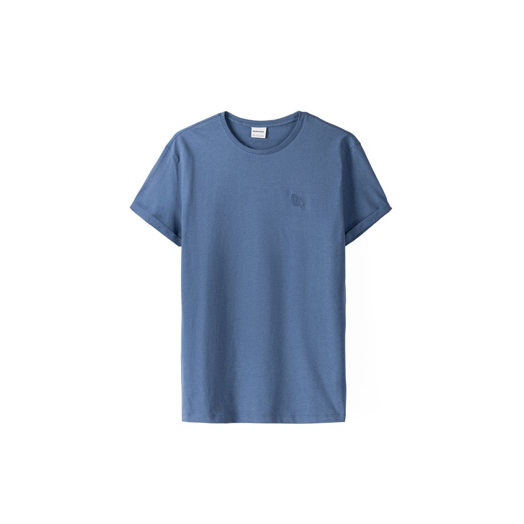 Moudda BERSHKA - T-shirt Muscle Fit Brodé Manches Retroussées - Tunisie 1