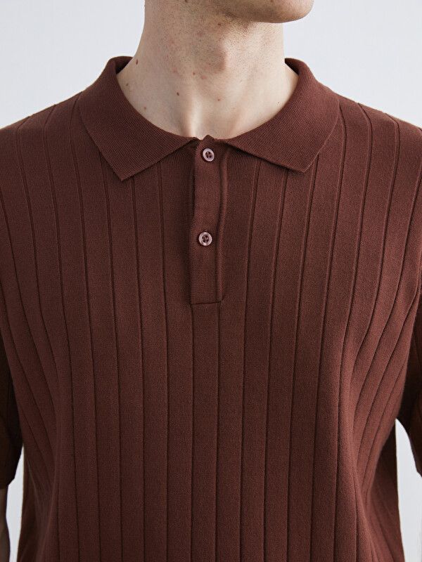 Moudda LC Waikiki - Pull manches courtes en tricot pour Homme couleur Marron - Tunisie 3
