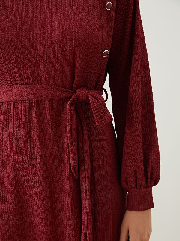 Moudda LC Waikiki - Robe jersey manches longues Femme Bordeaux - Tunisie 3