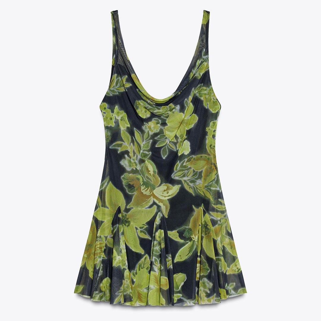 Moudda ZARA - Robe Mini - Drapé Devant/Dos & Tulle Imprimé - Tunisie 1
