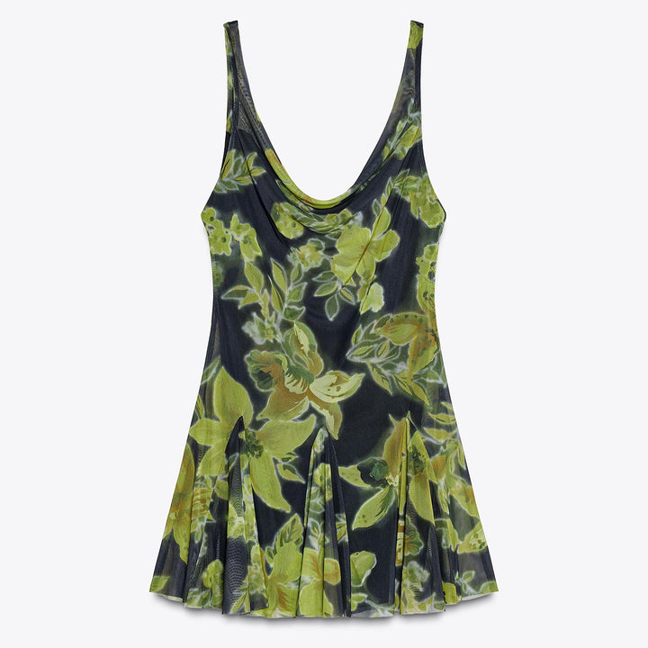 Moudda ZARA - Robe Mini - Drapé Devant/Dos & Tulle Imprimé - Tunisie 1