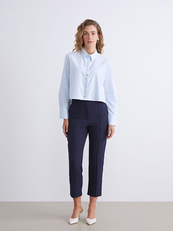 Moudda LC Waikiki - Chemise tissée manches longues Femme Bleu pâté - Tunisie 2