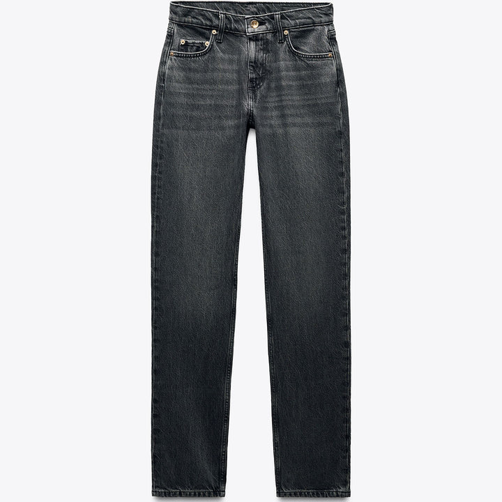 Moudda ZARA - Pantalon Droit - Taille Basse & Noir Lavé - Tunisie 1