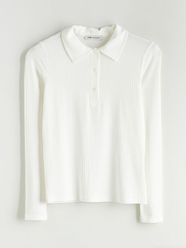 Moudda LC Waikiki - Body en jersey manches longues Femme Ecru - Tunisie 1