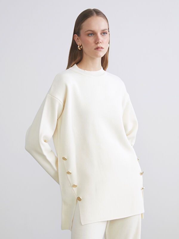 Moudda LC Waikiki - Pull tricot épais Femme Ecru - Tunisie 1