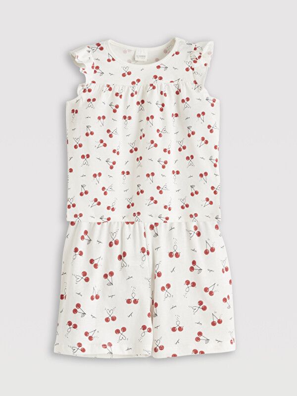 Moudda LC Waikiki - Short-Capri manches courtes pour Fille couleur Écru imprimé - Tunisie 1