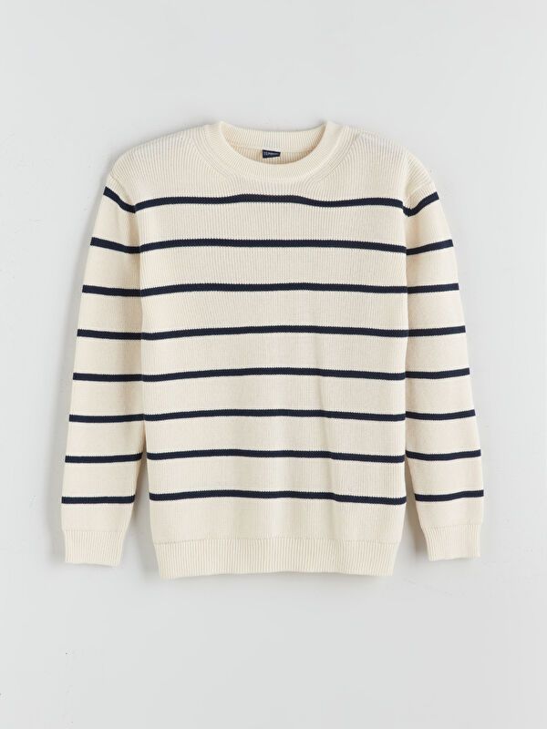 Moudda LC Waikiki - Pull en tricot Garçon Rayures beige clair - Tunisie 1