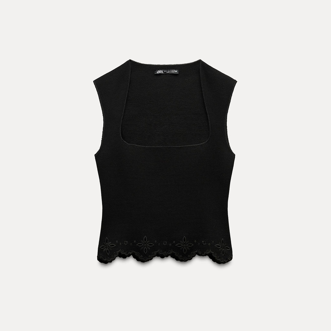 Moudda ZARA - Haut maille extensible, bas brodé, encolure carrée - Tunisie 1