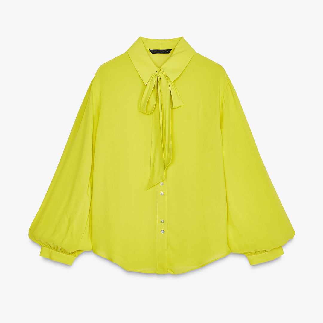 Moudda ZARA - Chemise Crêpe Viscose - Volume & Nœud - Tunisie 1