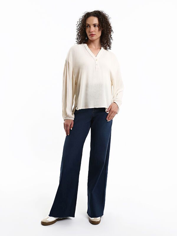 Moudda LC Waikiki - Blouse tissée manches longues Femme Ecru - Tunisie 2