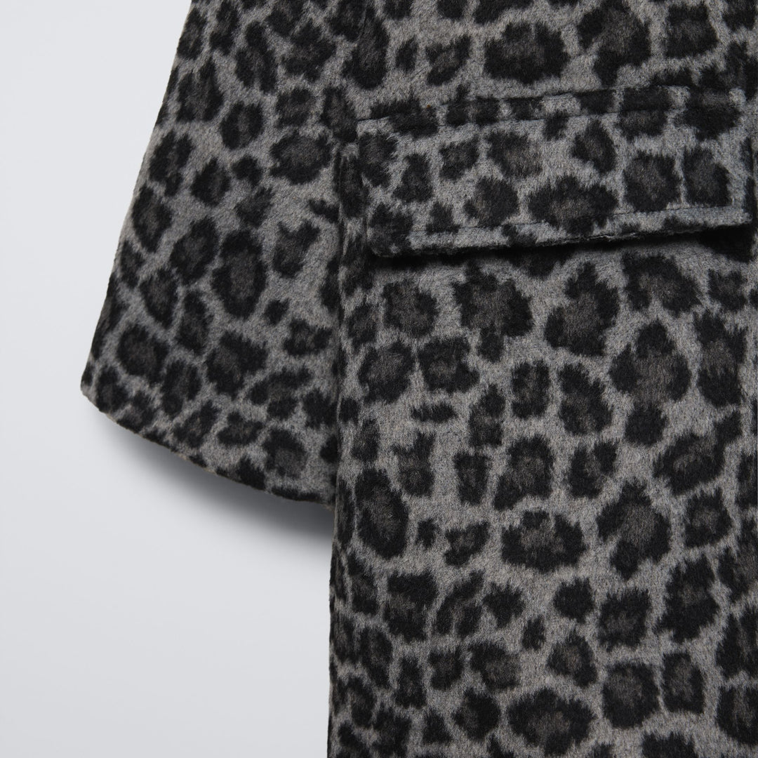 Moudda ZARA - Manteau Fille en Drap Imprimé Animal Gris - Tunisie 4