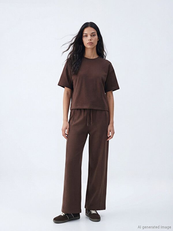 Moudda LC Waikiki - Body manches courtes en jersey pour Femme couleur Marron - Tunisie 2