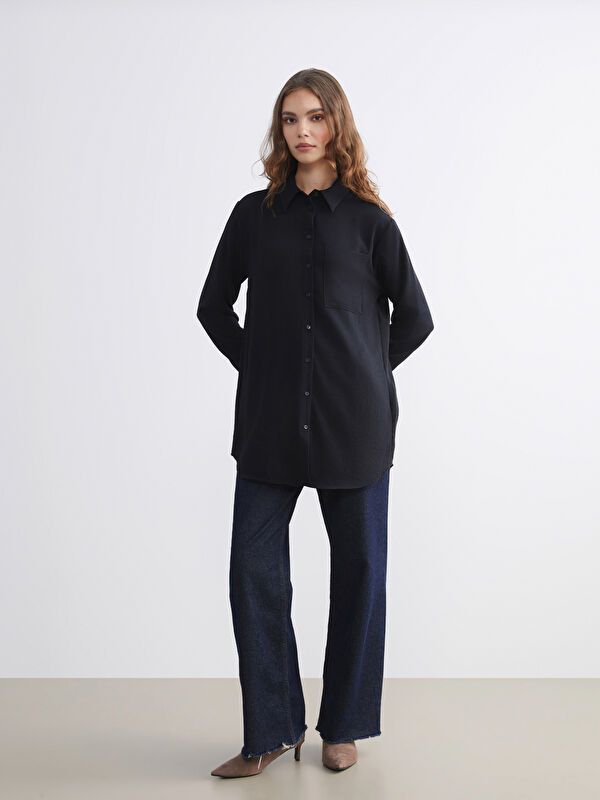 Moudda LC Waikiki - Tunique tissée manches longues Femme Noir - Tunisie 2