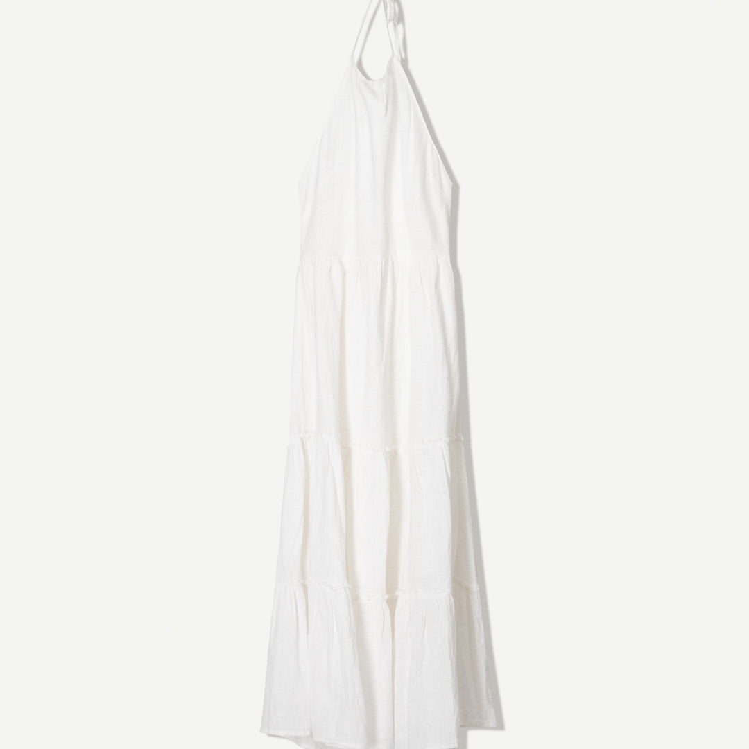 Moudda BERSHKA - Robe Midi Halter Rustique - Volants (Blanc) - Tunisie 1