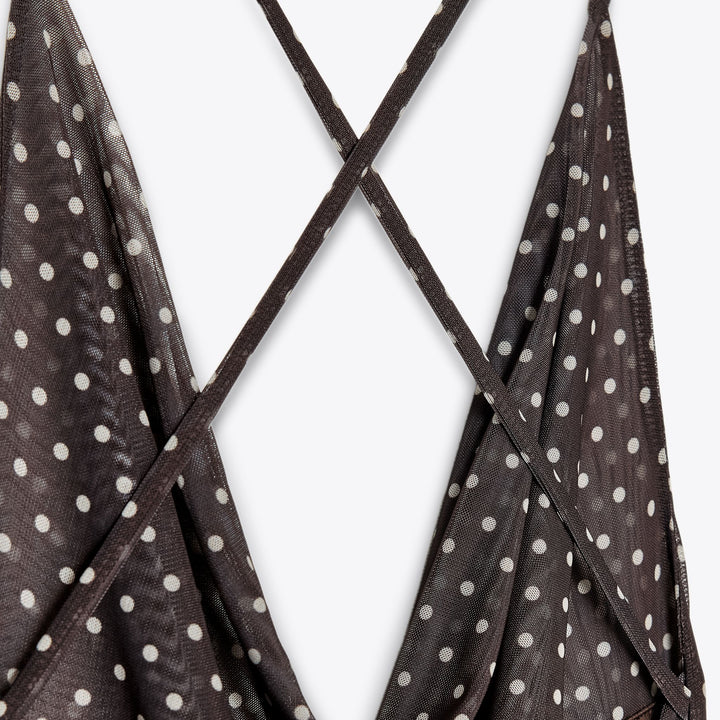 Moudda ZARA - Robe Maxi - Tulle Imprimé, Pois & Encolure Volcado - Tunisie 3