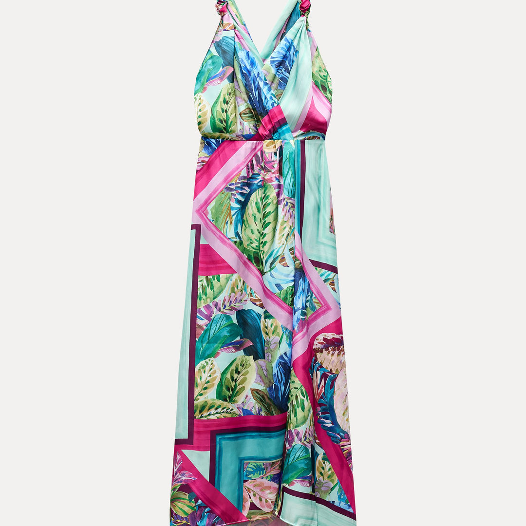 Moudda ZARA - Robe mi-longue fines bretelles imprimée patchwork - Tunisie 1