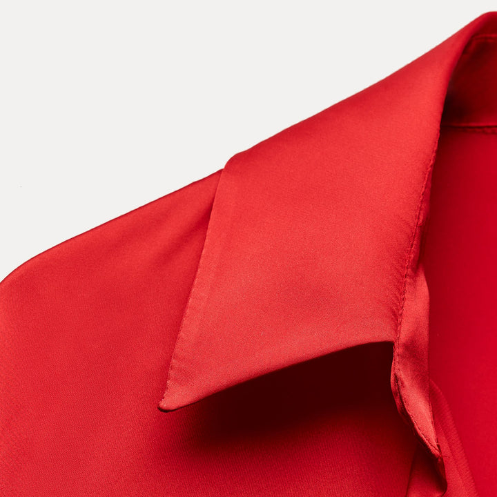 Moudda ZARA - Chemise en satin lisse, manches longues, décolleté plungé - Tunisie 3