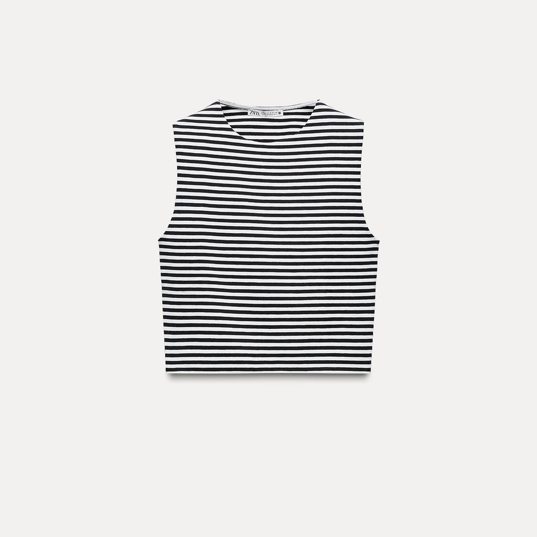 Moudda ZARA - T-shirt coton élasthanne, col rond, court, manches courtes - Tunisie 2