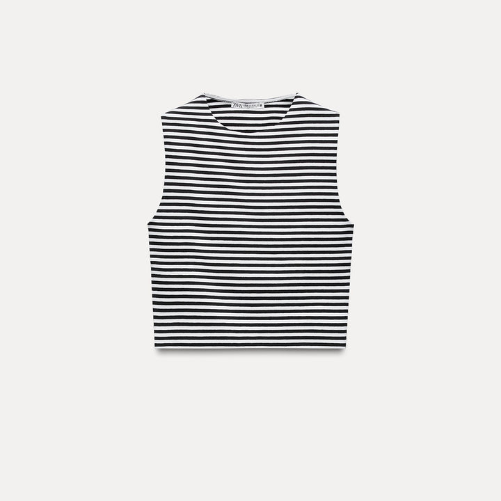 Moudda ZARA - T-shirt coton élasthanne, col rond, court, manches courtes - Tunisie 2