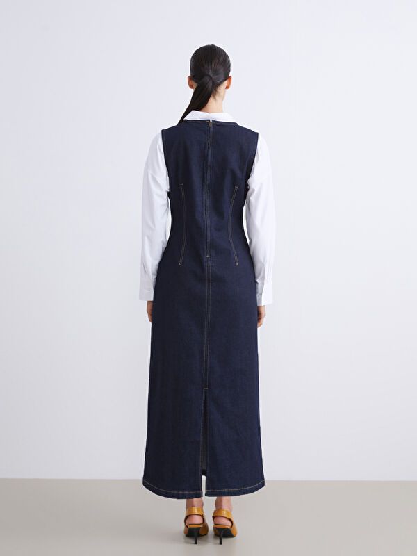 Moudda LC Waikiki - Robe tissée manches courtes denim Femme Rodéo noir - Tunisie 4