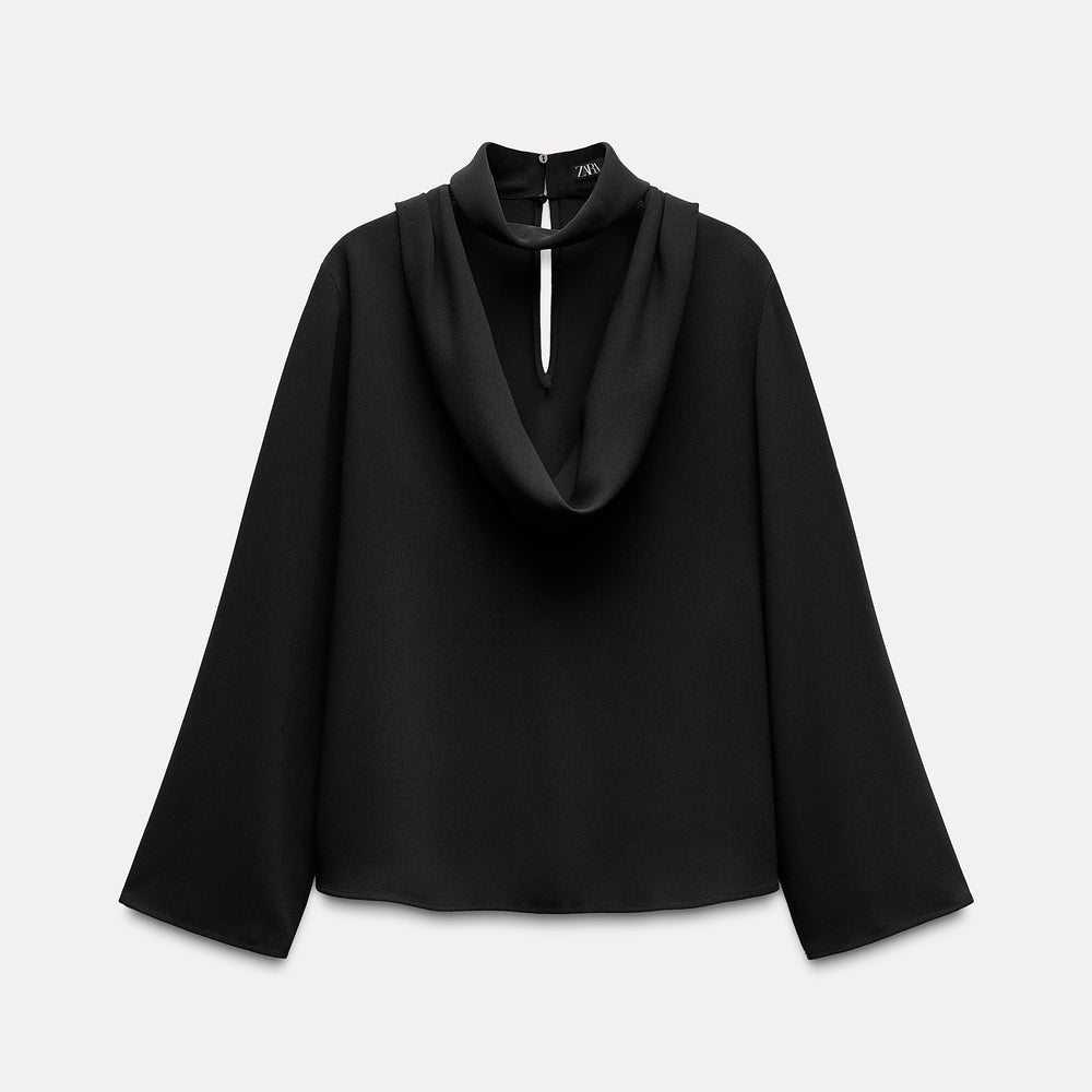 Moudda ZARA - Chemise crêpe col ras-du-cou drapé manches longues - Tunisie 2