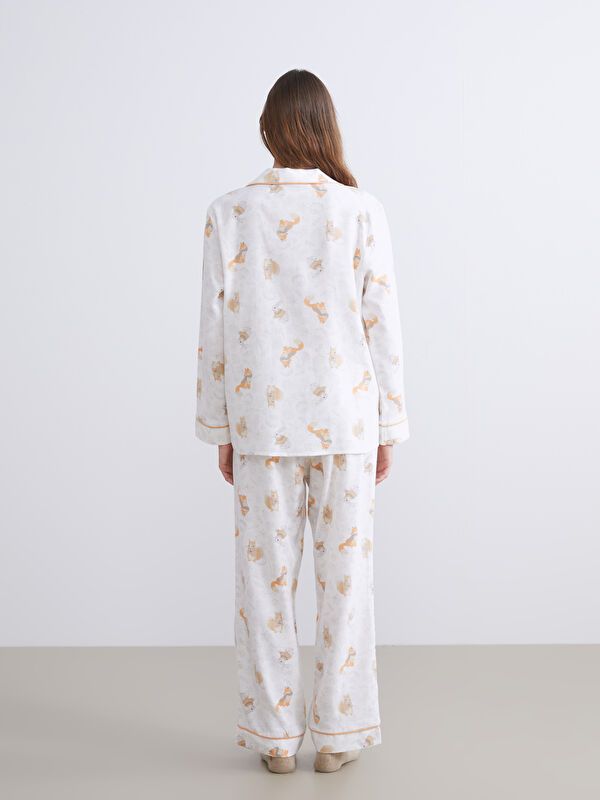 Moudda LC Waikiki - Pyjama tissé manches longues Femme Crème imprimée - Tunisie 4