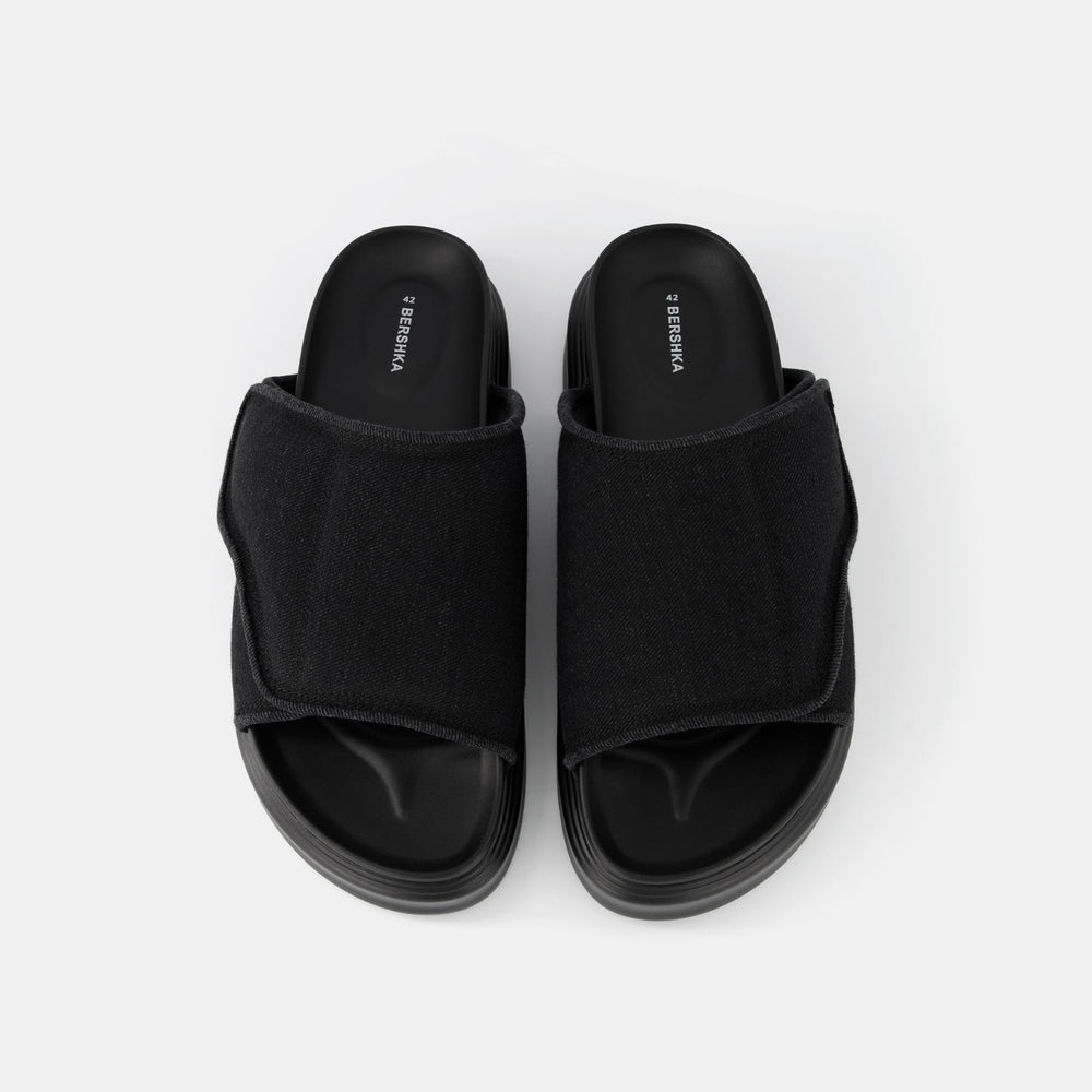 Moudda BERSHKA - Tongs chunky denim noires - Tunisie 2