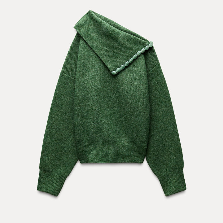 Moudda ZARA - Pull col asymétrique avec boules vert - Tunisie 2
