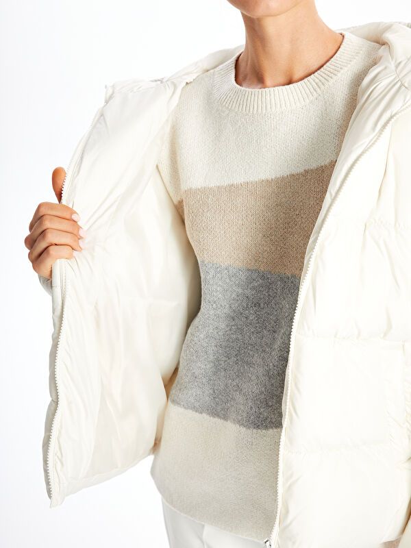 Moudda LC Waikiki - Manteau matelassé en nylon Femme Ecru - Tunisie 4