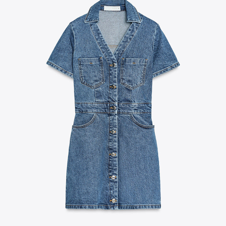 Moudda ZARA - Robe Denim Mini - Encolure Forcée & Boutons - Tunisie 1