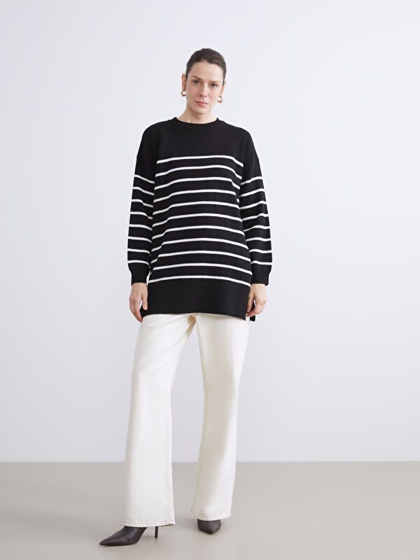 Moudda LC Waikiki - Tunique en tricot couleur Écru rayé pour femmes - Tunisie 2